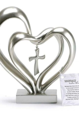 603799572095 Entwined Double Heart With Cross Dangle Marriage Takes Three