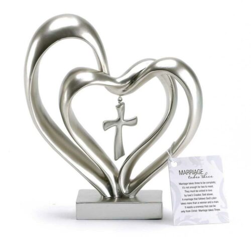 603799572095 Entwined Double Heart With Cross Dangle Marriage Takes Three