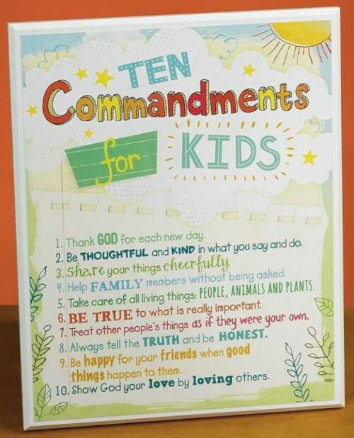 095177569702 10 Commandments For Kids (Plaque)