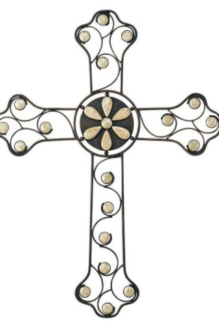 603799207898 Rust With Beige Stones Cross