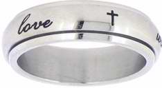 670690388087 Cursive True Love Waits Cross Spin Style (Size 8 Ring)