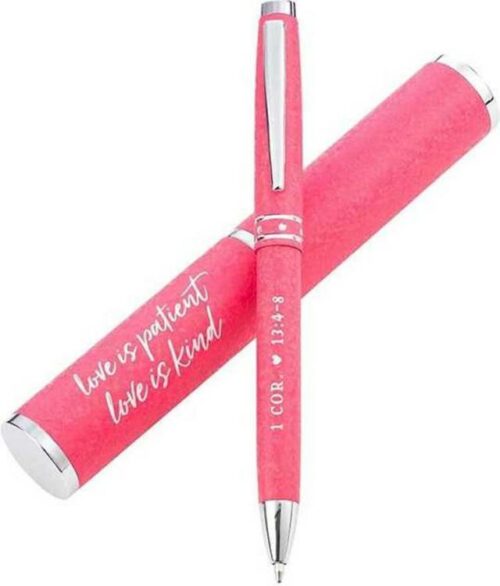 1220000132375 Love Is Patient Pink Stylish Classic Pen in Matching Gift Case-1 Corinthians 13: