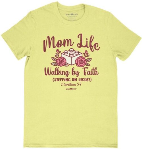 612978644928 Grace And Truth Mom Life Walking By Faith Stepping On Legos (XL T-Shirt)