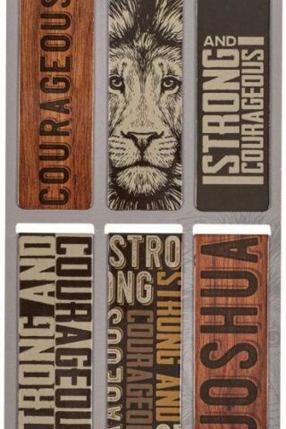6006937156760 Magnetic Scripture Bookmark/Pagemarker Set for Men: Strong & Courageous Lion - S