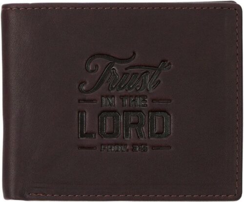 6006937171800 Premium Genuine Full Grain Leather Inspirational Scripture Wallet for Men: Trust
