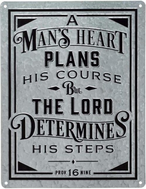 1220000133228 Christian at Gifts Wall Art Home Décor  A Mans Heart " Proverbs 16:9 Bible Ve"