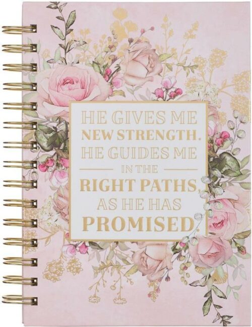 9781642726336 Journal w/Scripture He Gives Me New Strength Psalm 23:3 Bible Verse