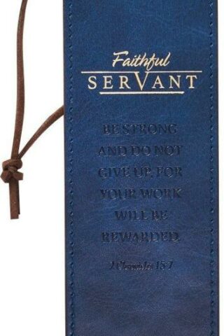 6006937139374 Navy Blue Faux Leather Bookmark  Faithful Servant Bible Verse Inspirational Book