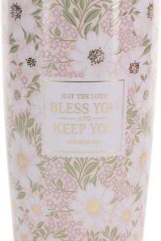 1220000722217 Bless And Keep You Blush Bloom Stainless Steel Travel Tumbler Numbers 6:24