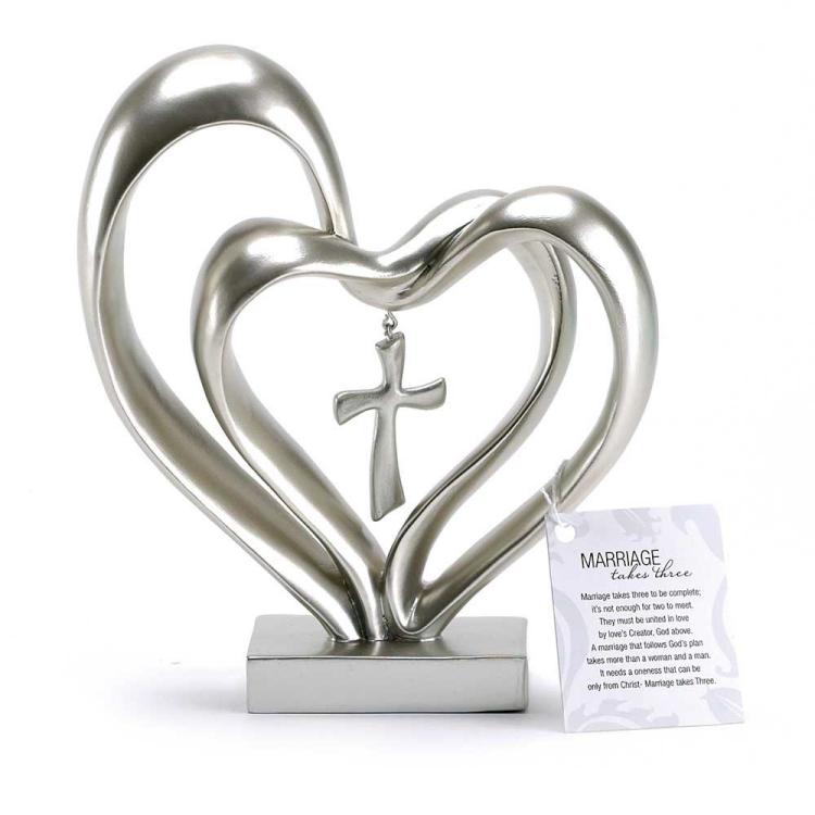603799572095 Entwined Double Heart With Cross Dangle Marriage Takes Three