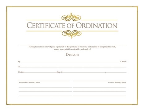 081407008837 Certificate Of Ordination Deacon
